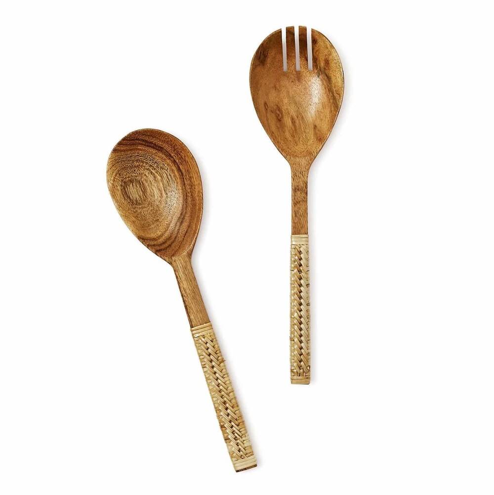 NEW TWO'S COMPANY toss it up salad tosser utensil set in wood